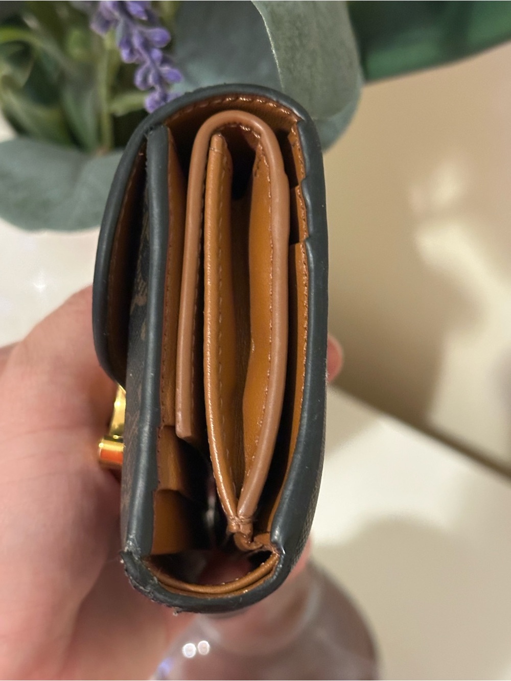 Celine Triomphe Small Wallet in Black and Brown with Gold Hardware - Picture 2 of 7
